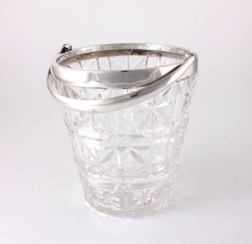 Cut Glass & Silver Ice Bucket Pail. Goldsmiths & Silversmiths.