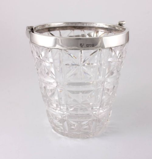 fig 2. Cut Glass & Silver Ice Bucket Pail. Goldsmiths & Silversmiths.
