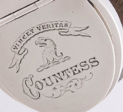 fig 1. Silver Horse Hoof Inkwell & Snuff Box. Countess Vincet Veritas. 1868.