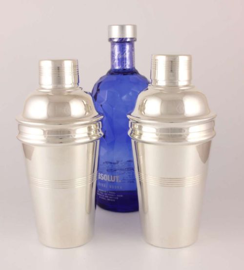fig 1. Pair Silver Plated Art Deco Cocktail Shakers.