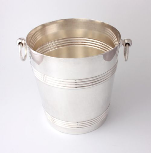 Christofle Gallia France Ring Handle Silver Plate Champagne Cooler.