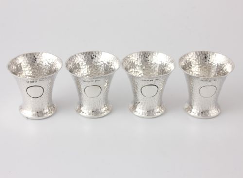 fig 1. Hammered Silver Vodka Shot Cups.