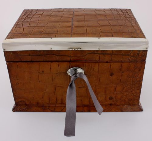Croc Leather Silver De La Rue Stationery Box. R Wylie Hill Glasgow 1905.