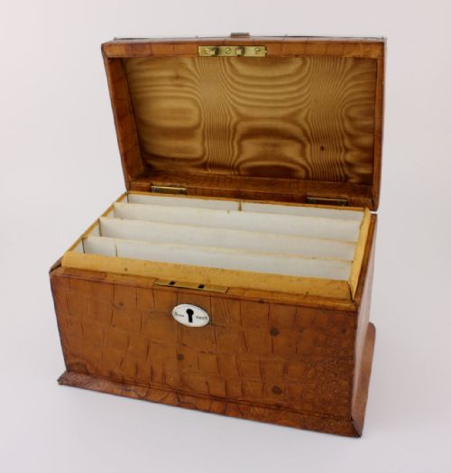 fig 1. Croc Leather Silver De La Rue Stationery Box. R Wylie Hill Glasgow 1905.
