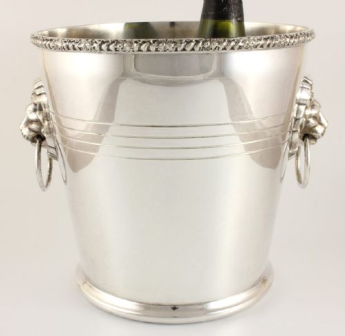 fig 1. Silver Plate Lion Handled Wine Champagne Cooler Bucket
