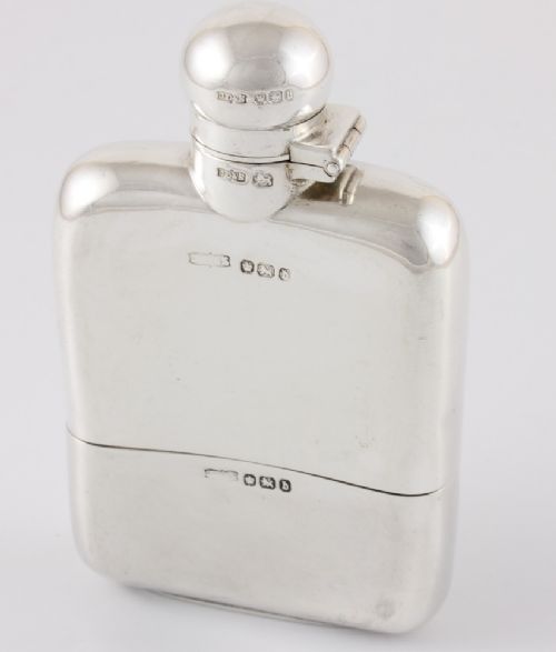 Victorian Miniature James Dixon Silver Spirit Hip Flask & Cup. 1894.