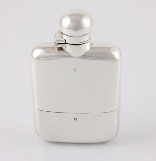 fig 2. Victorian Miniature James Dixon Silver Spirit Hip Flask & Cup. 1894.