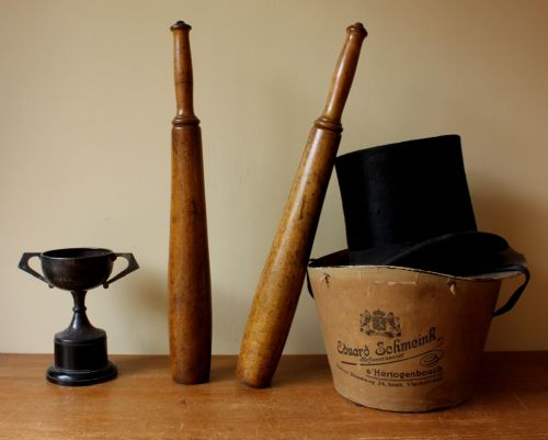 fig 1. Turned Wood Indian Clubs.