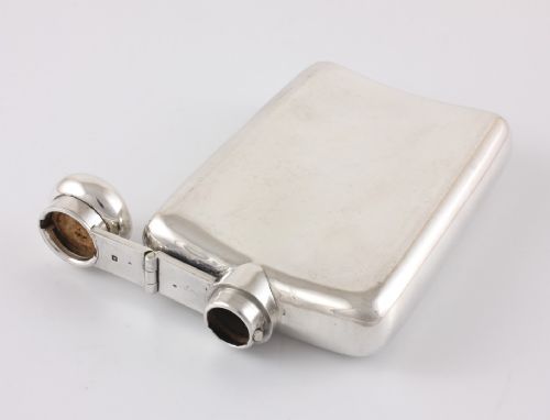 fig 2. Silver Spirit Hip Flask. Keep Smiling. William Hutton 1915.