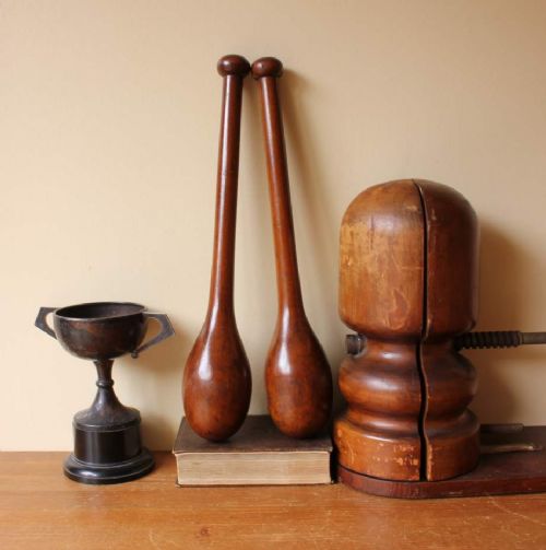 fig 2. Pair Of Wooden Indian Clubs
