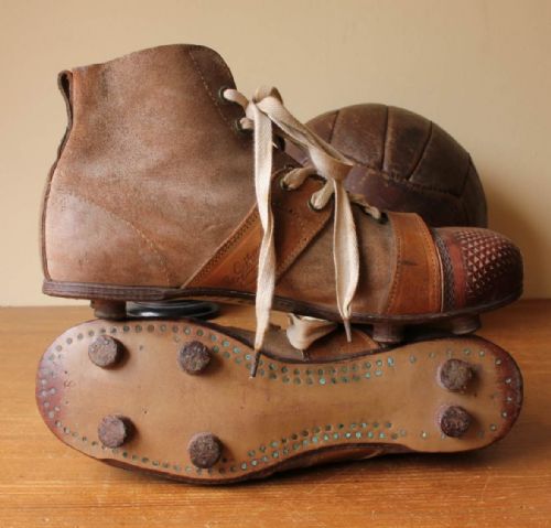 fig 1. 1920's Gripwell Brown Leather Football Boots.