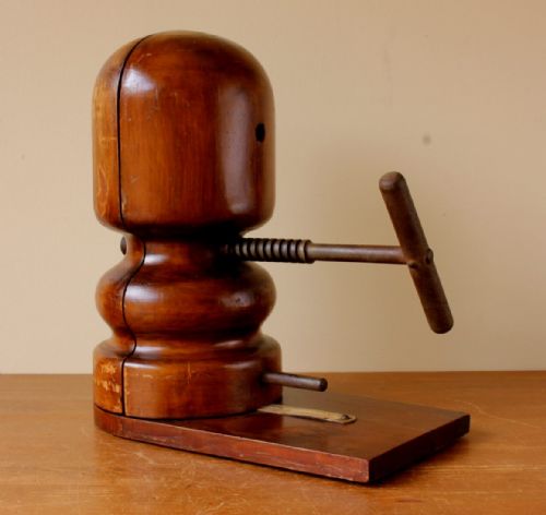 fig 1. Adjustable Milliner's Wood Hat Stretcher Sizer.