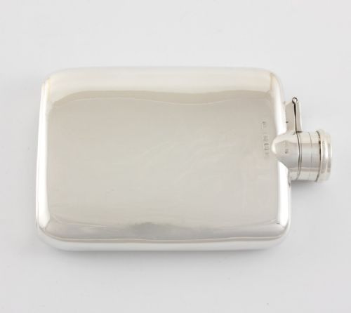 fig 1. Solid Silver Spirit Hip Flask With Bayonet Top.
