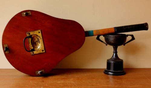 fig 1. Mahogany and Brass Multi Tennis Racket Press.