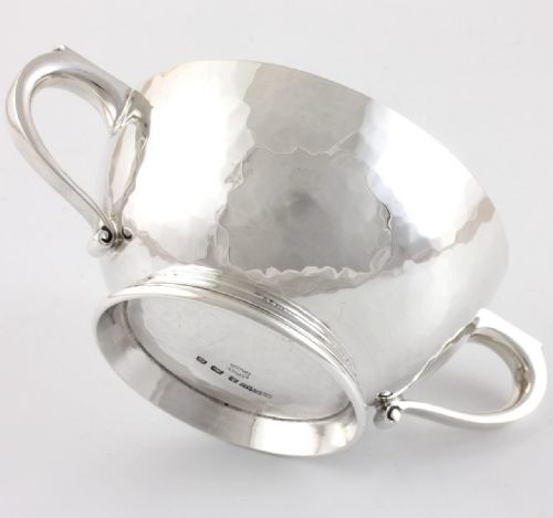 fig 1. Asprey Solid Silver Hammered Quaich Bowl.