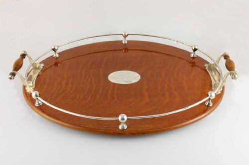 fig 2. Large Oval Oak & Solid Silver Gallery Tray.