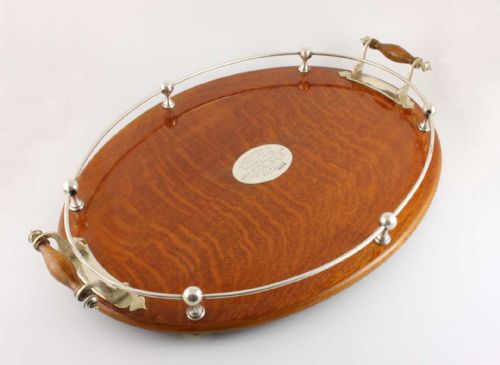 fig 3. Large Oval Oak & Solid Silver Gallery Tray.