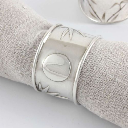 fig 1. Chinese Silver Bamboo Design Napkin Rings by Zee Shun.