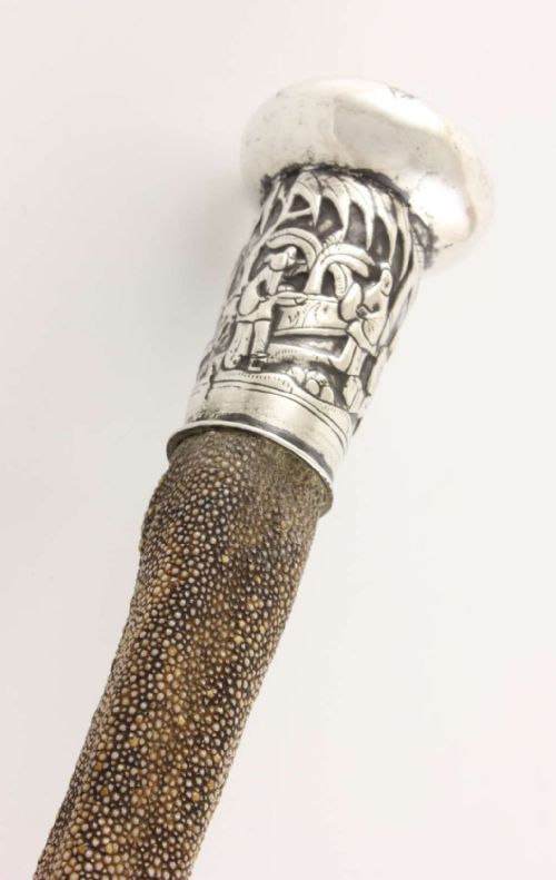 Chinese Silver Topped Stingray Tail Walking Stick.