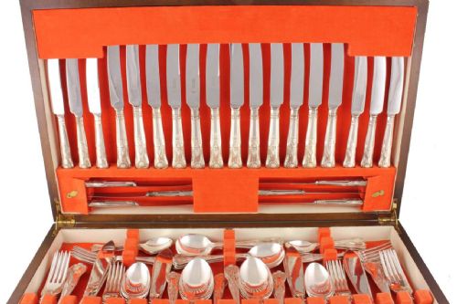 fig 1. Silver Plate Canteen Cutlery. Kings Pattern. 12 Persons. 112 Pcs.