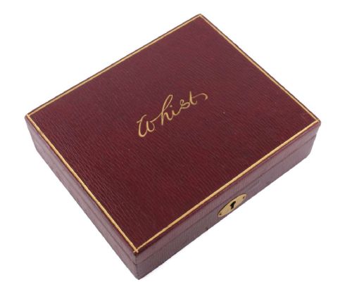 fig 2. B Finnigan Manchester Red Leather Whist Box & Playing Card Set.