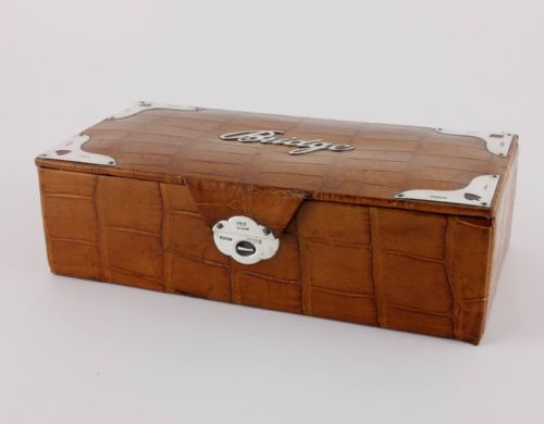 fig 2. Croc Leather Silver De La Rue Bridge Box & Playing Card Set.