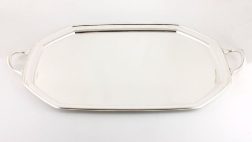fig 1. Large Silver Plated Elkington Octagonal Drinks Tray