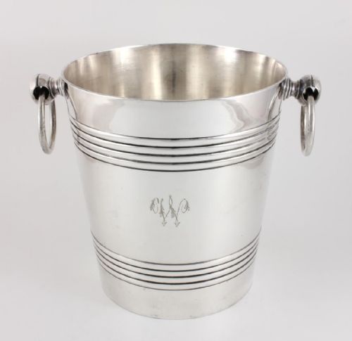 fig 1. Silver Plated Champagne Cooler Floor Stand & Ice Bucket.