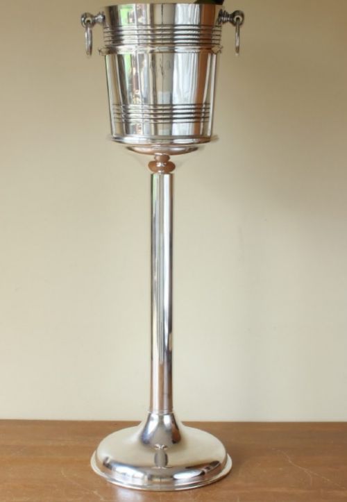 Silver Plated Champagne Cooler Floor Stand & Ice Bucket.