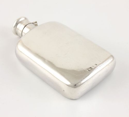 Solid Silver Spirit Hip Flask. Samuel Smith. 1892.
