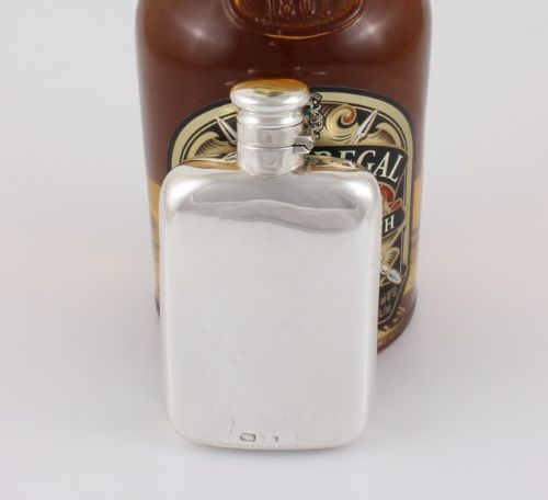 fig 1. Solid Silver Spirit Hip Flask. Samuel Smith. 1892.