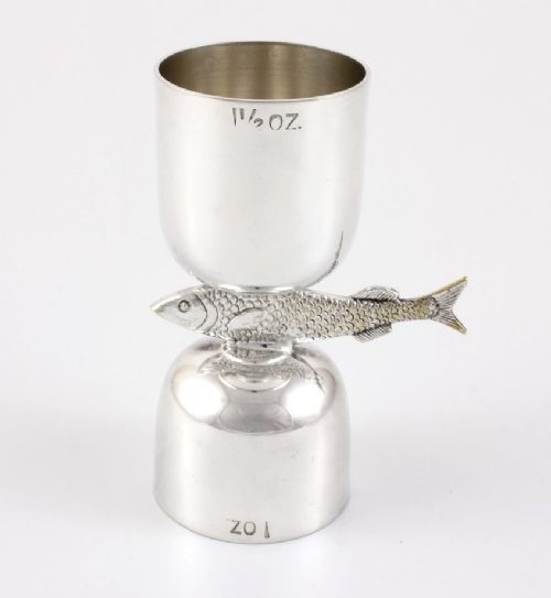 Fish Design Silver Plated Drinks Measure Jigger.