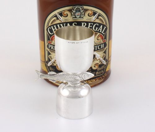 fig 1. Fish Design Silver Plated Drinks Measure Jigger.
