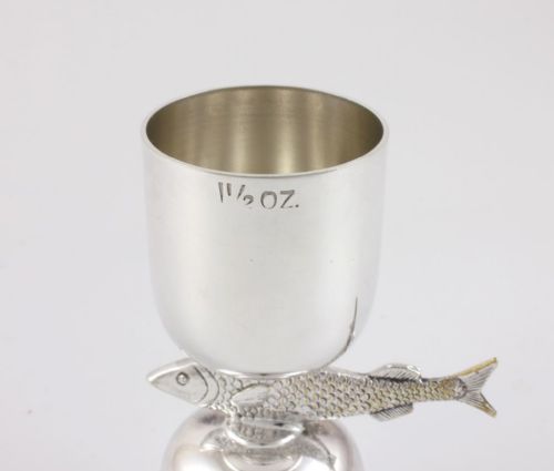 fig 2. Fish Design Silver Plated Drinks Measure Jigger.