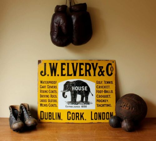 fig 1. JW Elvery & Co Elephant House Enamel Sign.