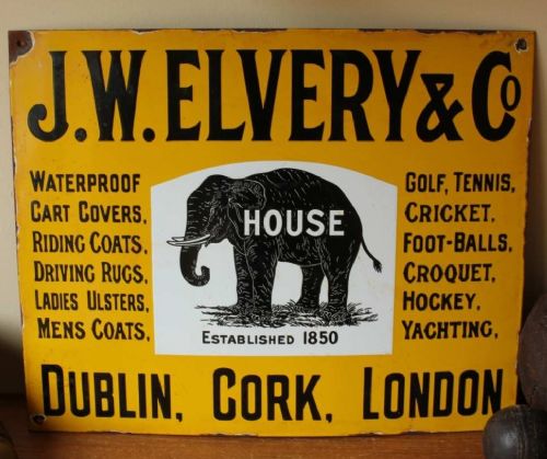 Jw Elvery & Co Elephant House Enamel Sign.