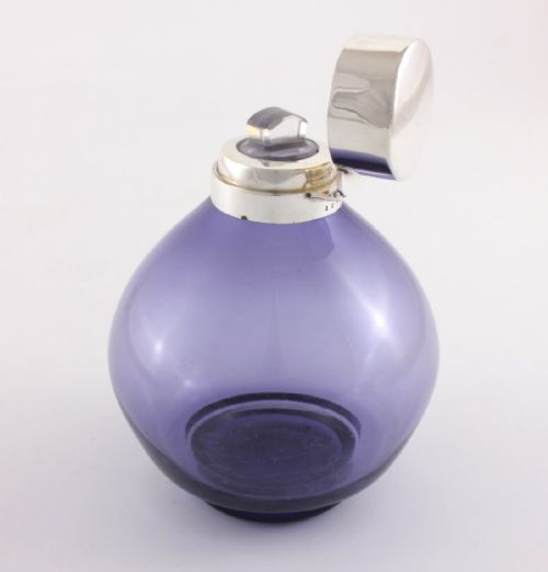 fig 2. Asprey Solid Silver & Purple Glass Scent Bottle.