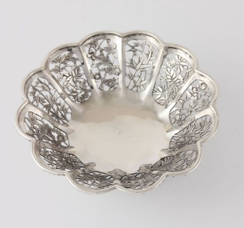 fig 1. Chinese Silver Shallow Flower Bowl. Luen Wo c1880.
