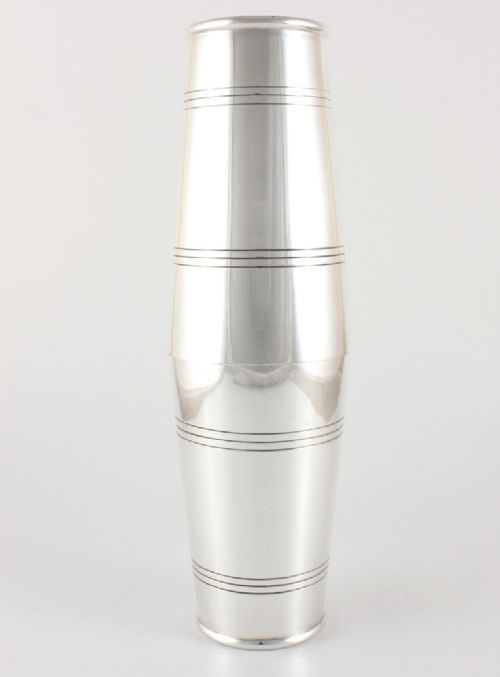 Large Silver Plated Art Deco Boston Cocktail Shaker. S Hart & Co.