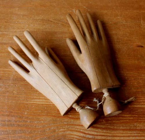 fig 1. Wood Hand Shaped Glove Stretchers.