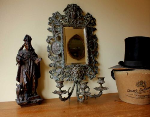 fig 1. French Bronze Triple Sconce Wall Mirror