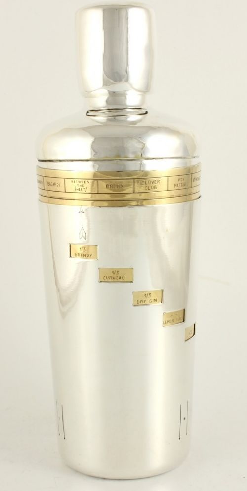 Silver Plated Dial a Drink Recipe Cocktail Shaker