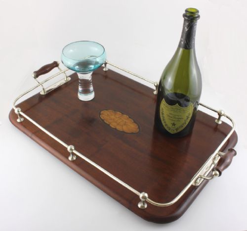fig 2. Silver Plate & Wood Gallery Tray.