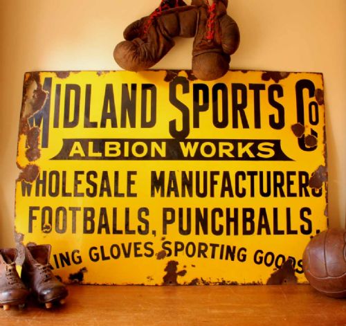 fig 1. Midland Sports Co. Albion Works Enamel Metal Sign.