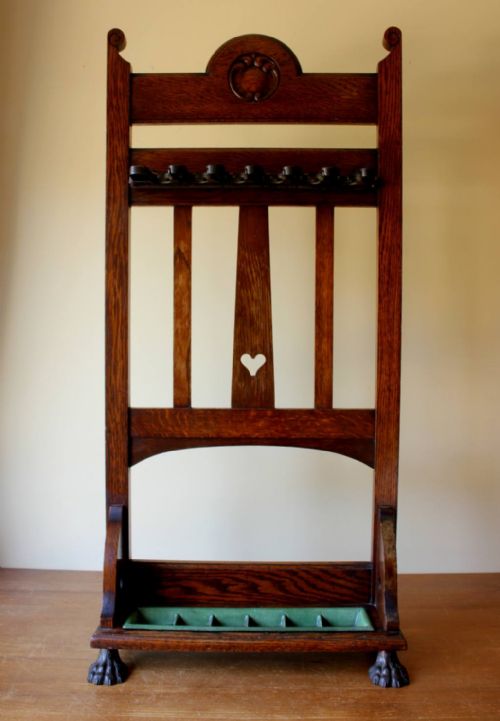 fig 1. Victorian Oak Snooker Cue Holder.