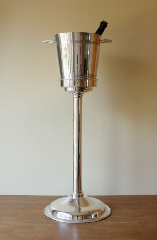 fig 1. Silver Plate Champagne Wine Cooler and Floor Stand.