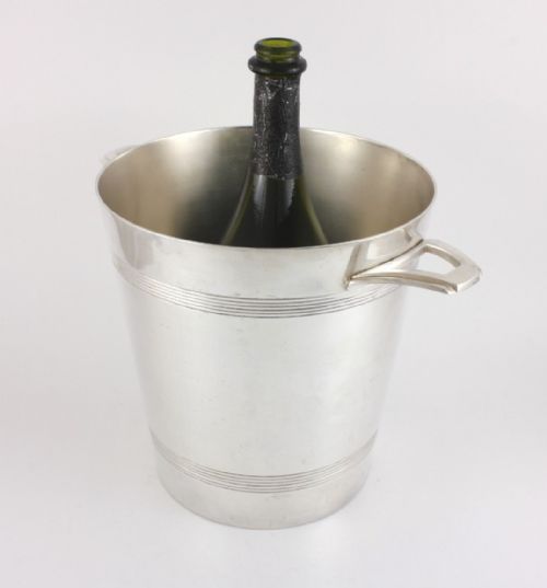 fig 3. Silver Plate Champagne Wine Cooler and Floor Stand.