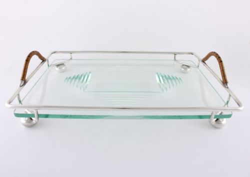 Art Deco Glass Cocktail Drinks Tray.