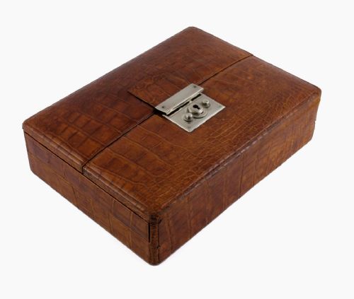 fig 1. Croc Leather Jewellery Box Case By H. Greaves.