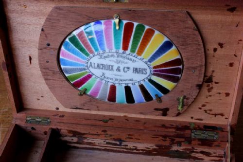 fig 1. A Lacroix Paris France Artist Painting Box. Porcelain Palette De Peinture.